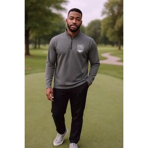 Augusta Sportswear Mens XL Gray 1/4 Zip Pullover Golf Outing‎ Long Sleeve